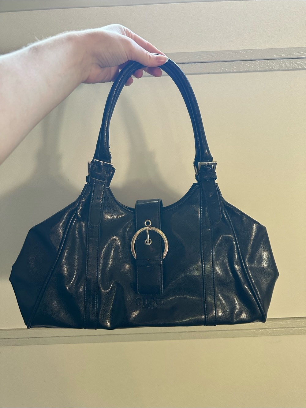 Gucci Y2K 2000s Style Black Faux Leather Bag